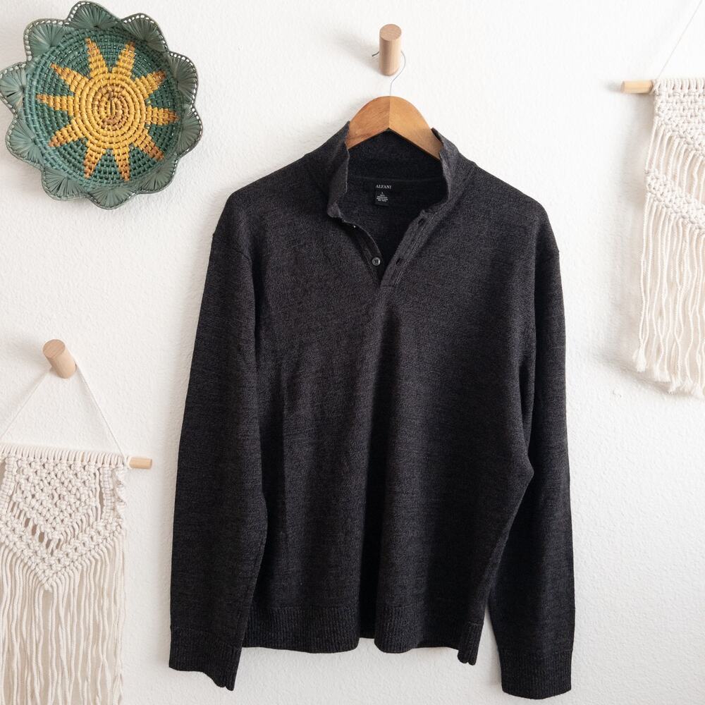 Alfani Merino Gray Wool Men's Pullover Sweater Size Large